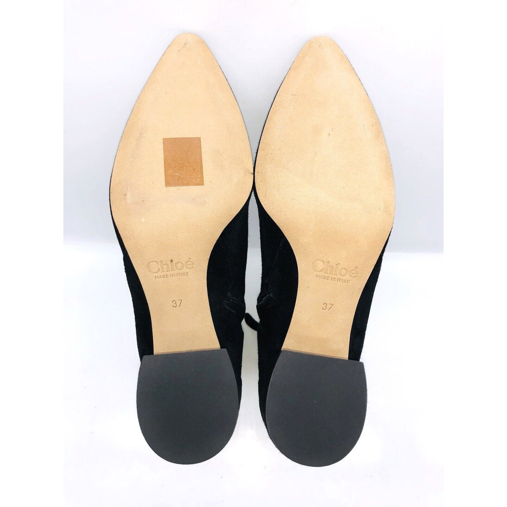 Chloe Lauren Suede Pointed Toe Ankle Boots - Black , US 7 / EUR 37 - Picture 10 of 11